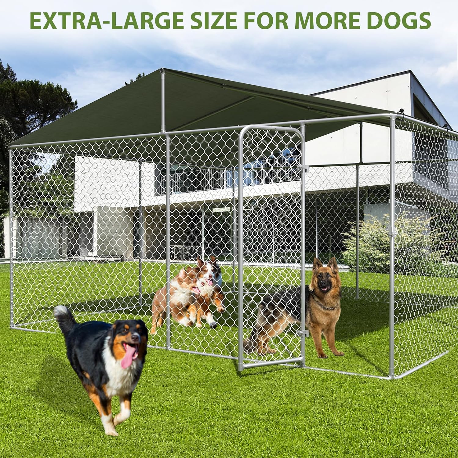 Extra Large Outdoor Dog Kennel with Roof and Lockable Door O64099