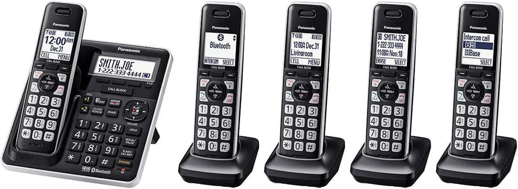 5 Handset DECT 6.0 Bluetooth Cordless Phone System, Black B5000