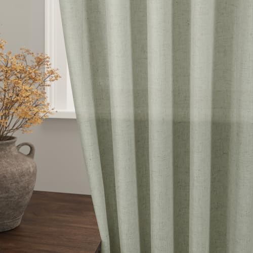 Beige Semi Sheer Linen Textured Tier Curtains 36 Inch Length 2 Panels T483301