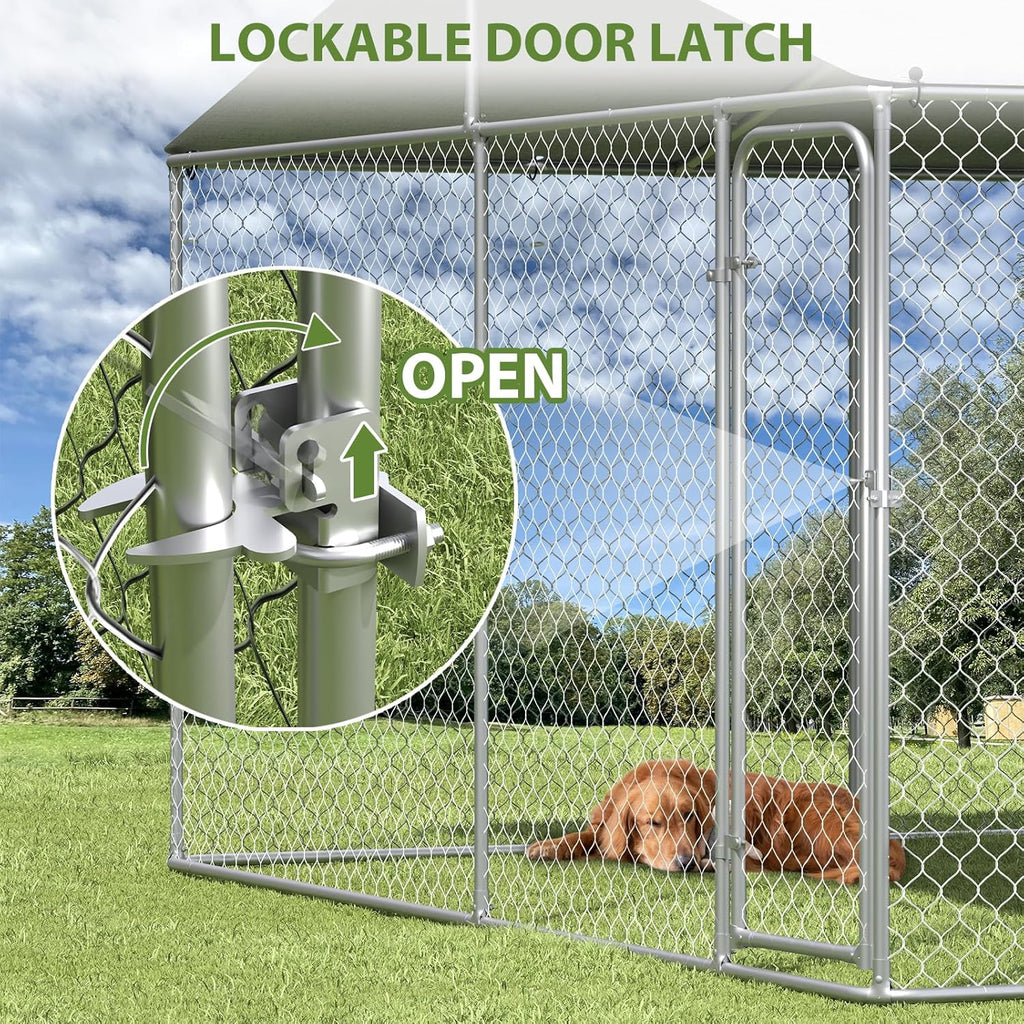 Extra Large Outdoor Dog Kennel with Roof and Lockable Door O64099