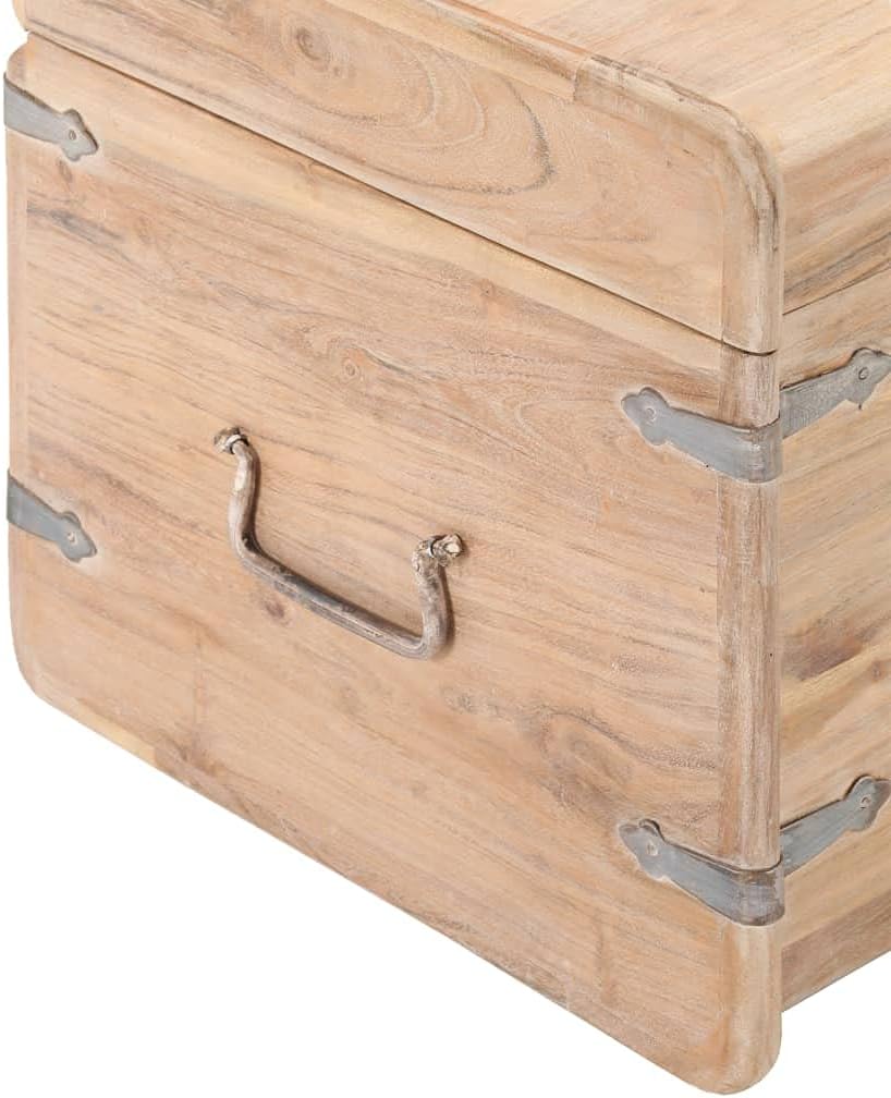 Rustic Solid Acacia Wood Chest Storage with Safety Hinge 15.7" x 15.7" x 15.7" W25311