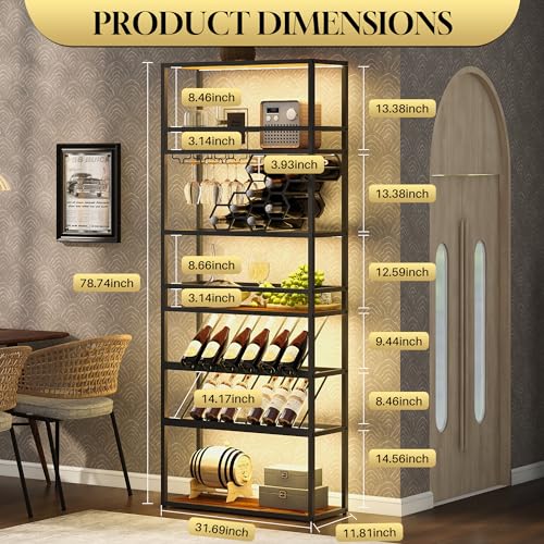 Black Gold 7-Tier Tall Bar Cabinet Wine Rack B91287