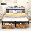 Gray Full Size Bed Frame with 4 Storage Drawers P475526