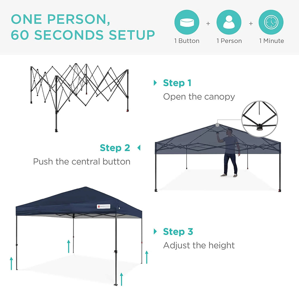 Blue 10x10ft Pop Up Canopy Tent with Wheeled Carry Case Y5825