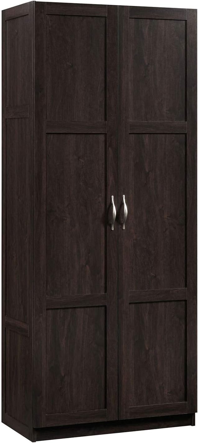 Dark Brown Tall 2 Door Pantry Cabinet Storage Cupboard with Shelves and Drawer 29.6" L x 16" W x 71.5" H Wood L126076
