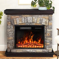 36 inch Freestanding Stone Electric Fireplace Heater TV Stand with Remote Control S864