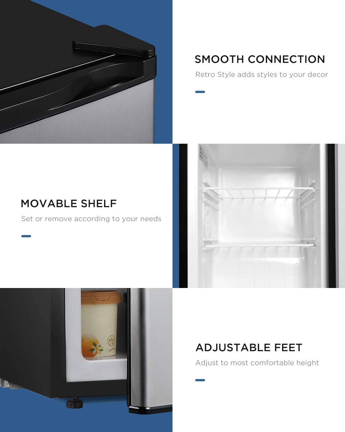 2.1 Cubic Feet Silver Compact Mini Freezer Q8290