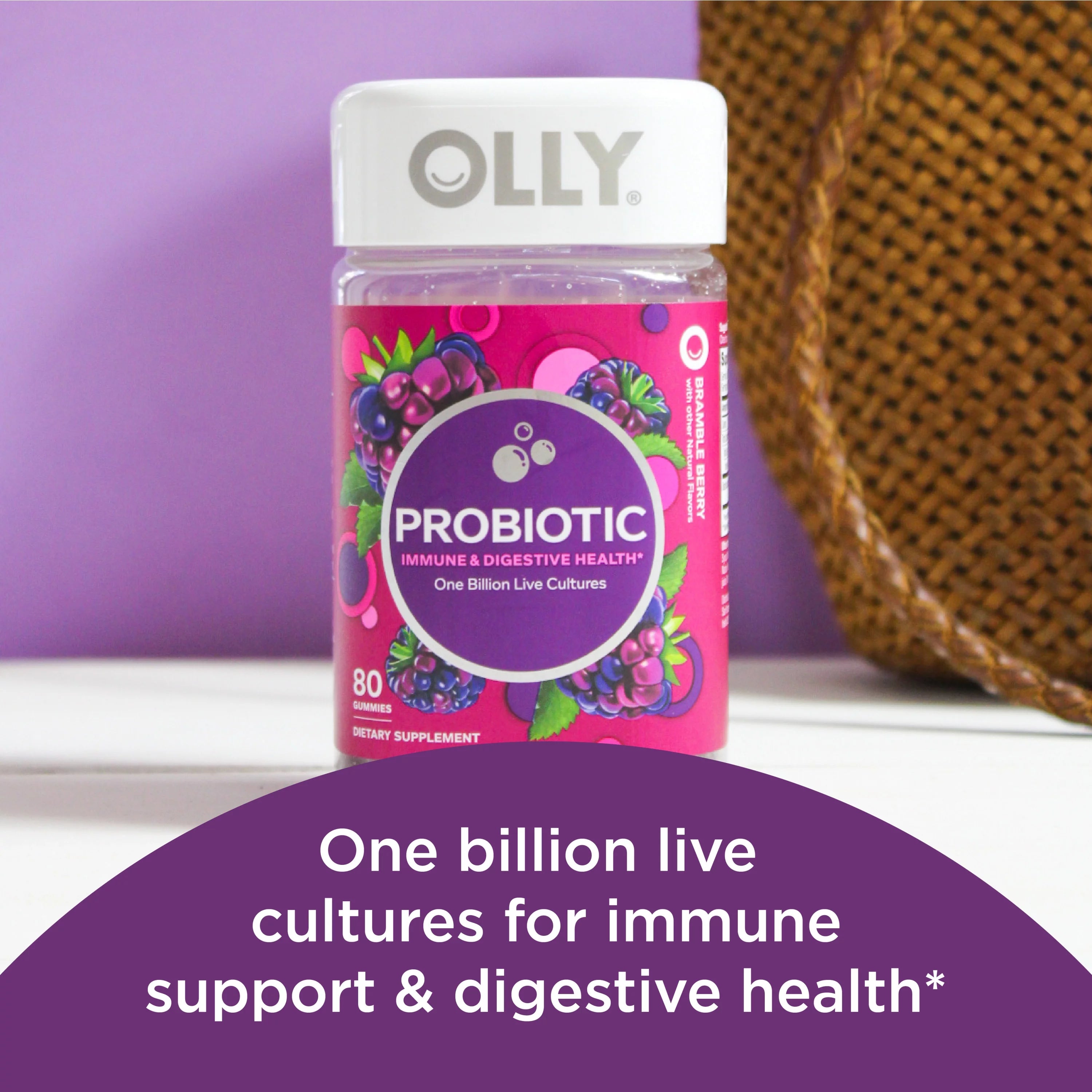 Probiotic Gummy, 1 Billion CFUs, Berry, 80 Ct J6283