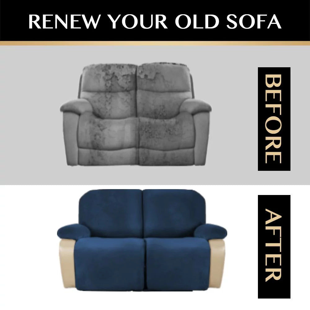 Velvet Stretch Recliner Sofa Cover (Navy) J8516