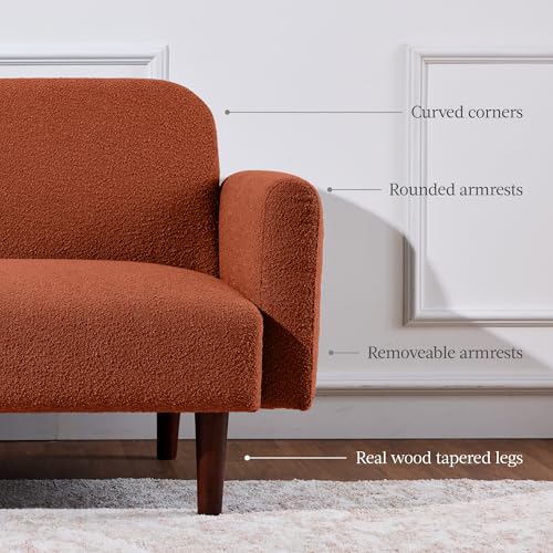 Slate Blue Boucle Loveseat Sofa with Real Wood O61984