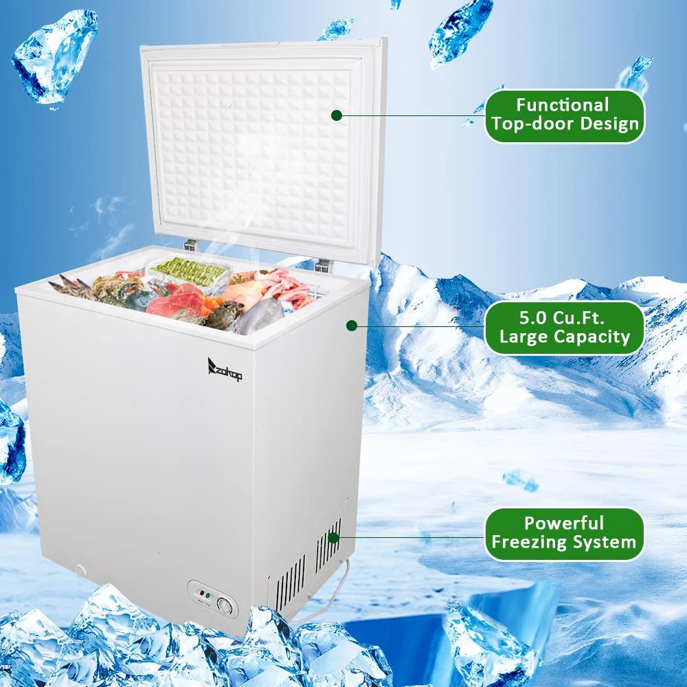 White 5.0 Cu.ft Single Door Chest Freezer L1787