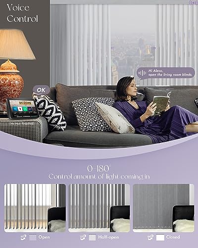 Motorized Vertical Blinds Blackout Smart Vertical Blind Remote Control Track Slats Set H6592