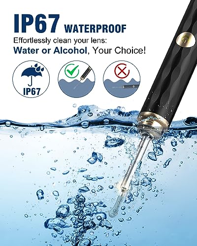Ear Wax Removal Camera, 1296P HD, 8pcs Ear Set, Wireless WiFi Otoscope, 6 Lights, Rechargeable Earwax Removal Tool Kit (Black) I45507