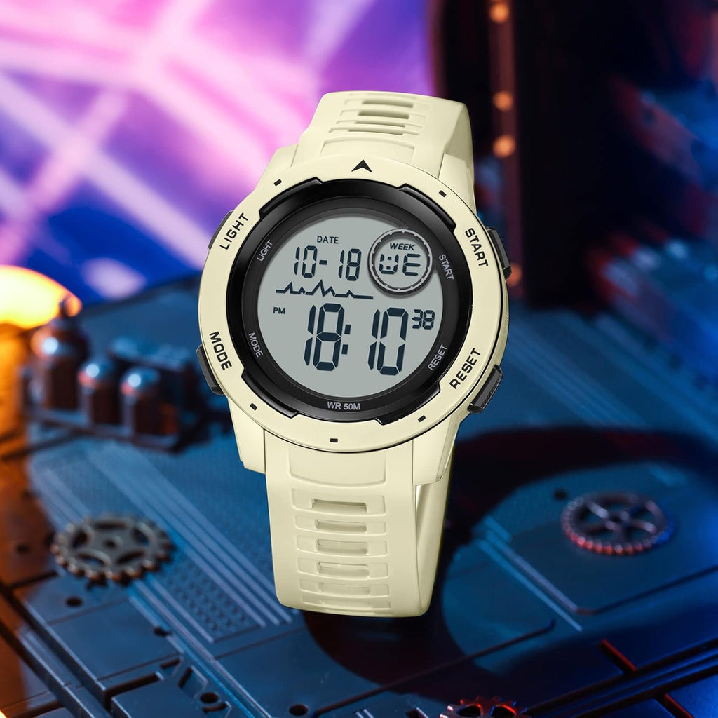 Mens Digital Sports Watch Solar Powered Waterproof Stopwatch M79074