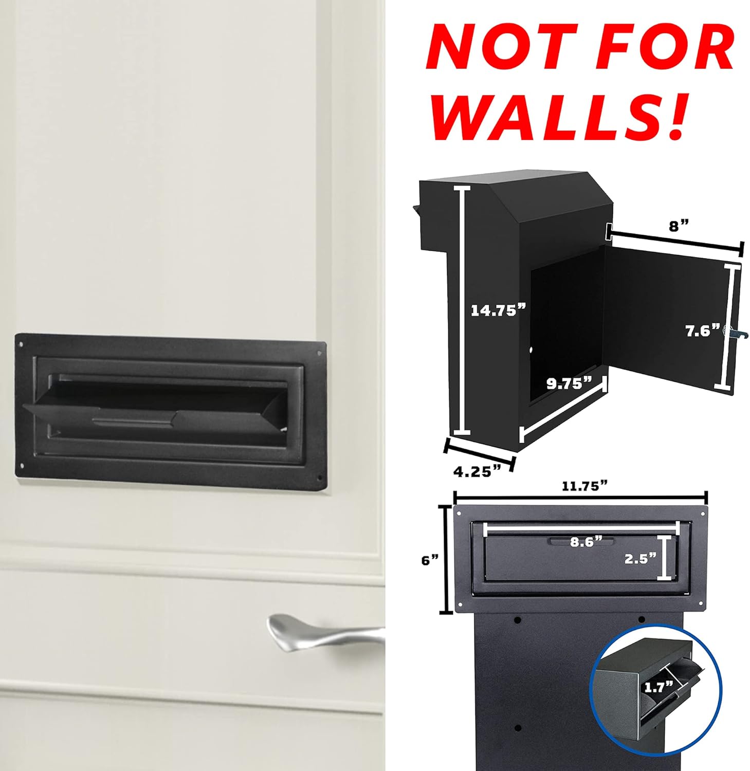 Black Locking Steel Mailbox with Rear Access R386531