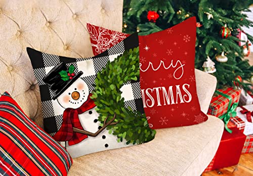 Red Christmas Pillow Covers 18x18 Set of 4 A314