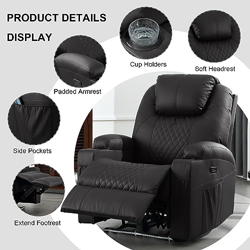Brown PU Leather Power Recliner Chair with Heat and Massage J683