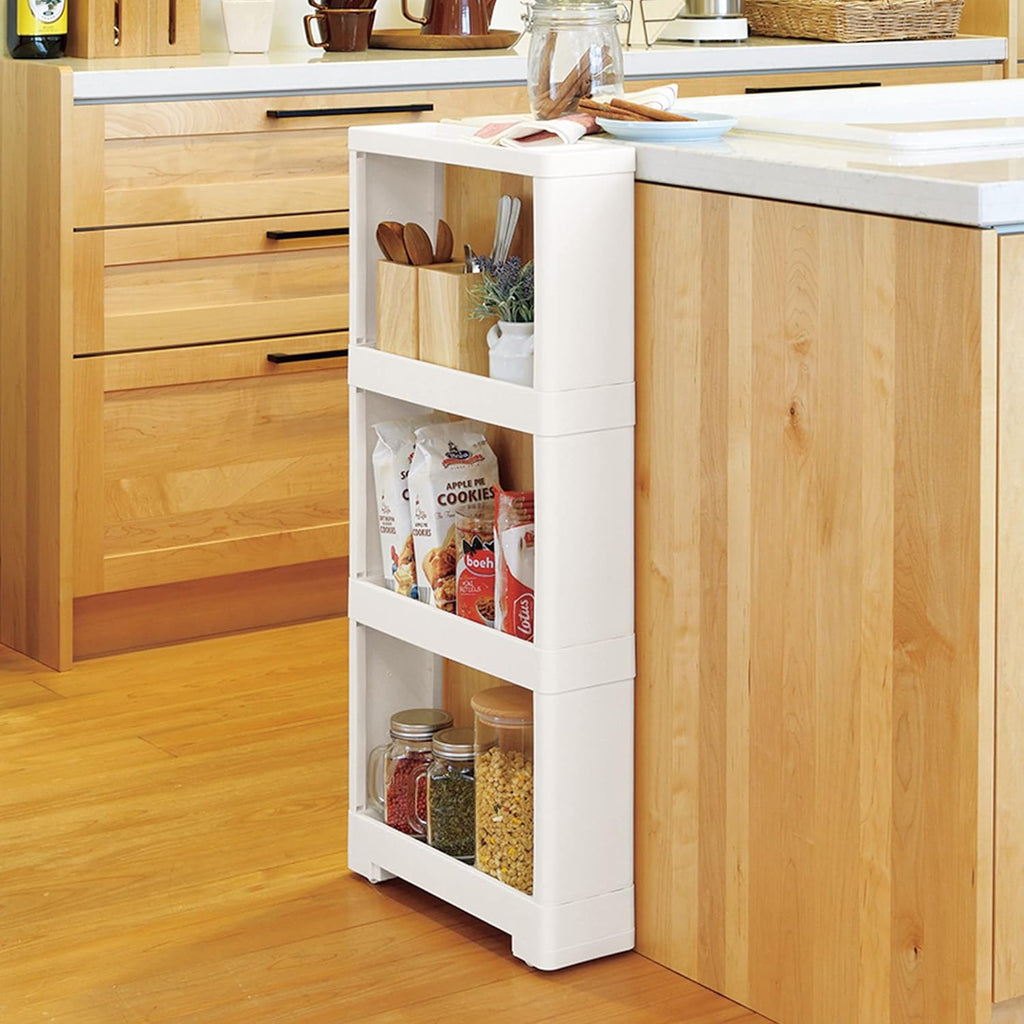 White 4 Tiers Slim Rolling Storage Cart O229