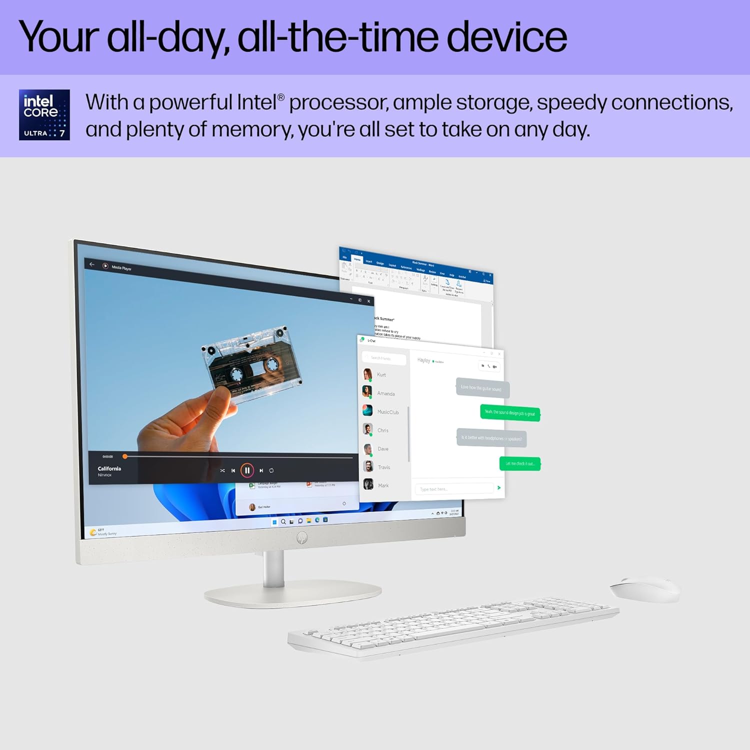 27" All-in-One Desktop Computer, FHD IPS Touchscreen, Intel Core Ultra 7, 64GB DDR5, 1TB SSD, Wi-Fi 6, Windows 11 Home K5233