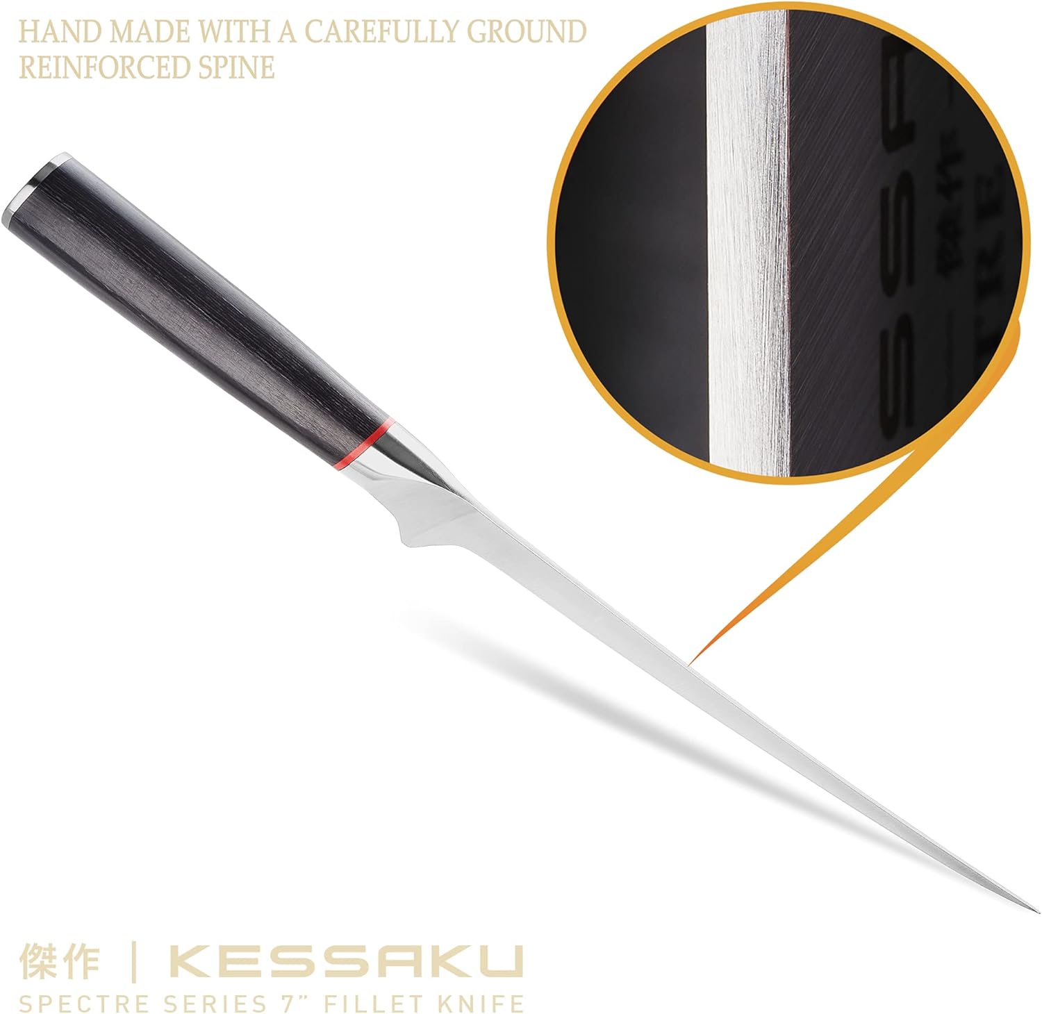7-Inch Flexible Fillet Knife with Pakkawood Handle and Blade Guard N4486