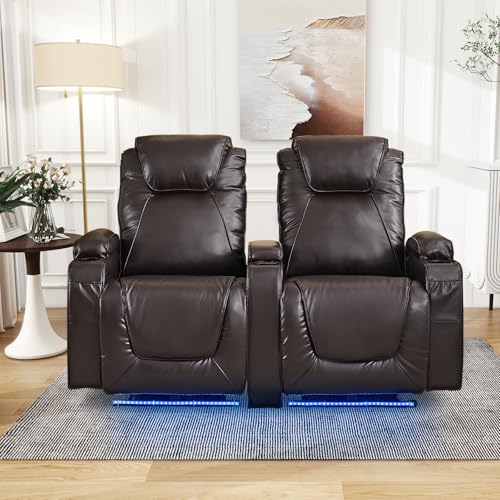 Brown Electric Power Loveseat Recliner Chair with Storage Armrest X148529