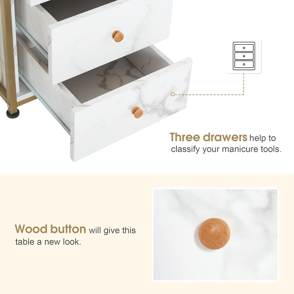 Marbling Texture Manicure Table with Storage Drawers O465741