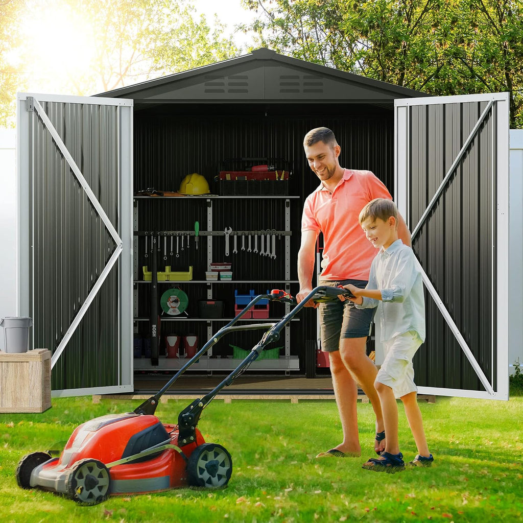 Black 6 x 4FT Metal Outdoor Storage Shed D676465