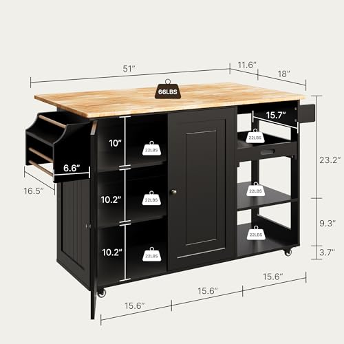White Rolling Kitchen Island with Drop Leaf T2069