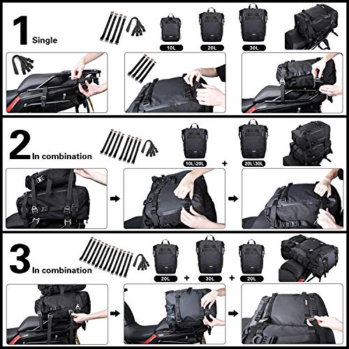 Black Waterproof Motorcycle Tail Bag 30L X848