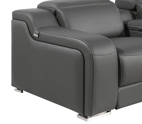 12-Piece Italian Leather Sectional Sofa Set with 4 Recliners, Light Gray G10877