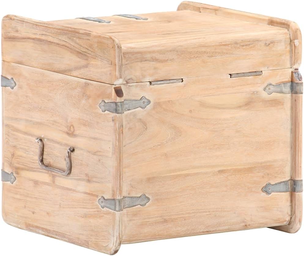 Rustic Solid Acacia Wood Chest Storage with Safety Hinge 15.7" x 15.7" x 15.7" W25311