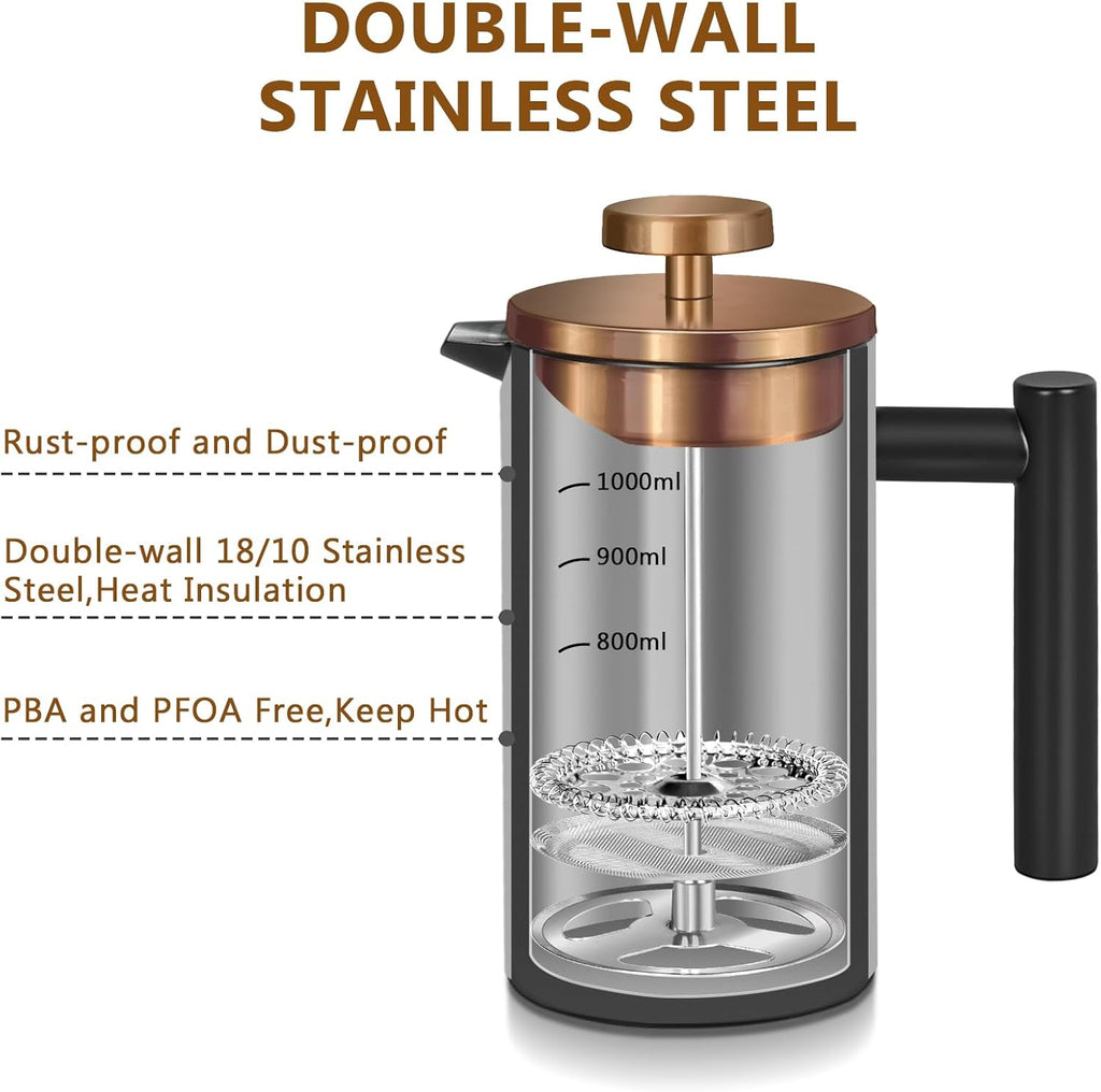 50 Ounce Double-Wall Insulated Stainless Steel French Press O6937