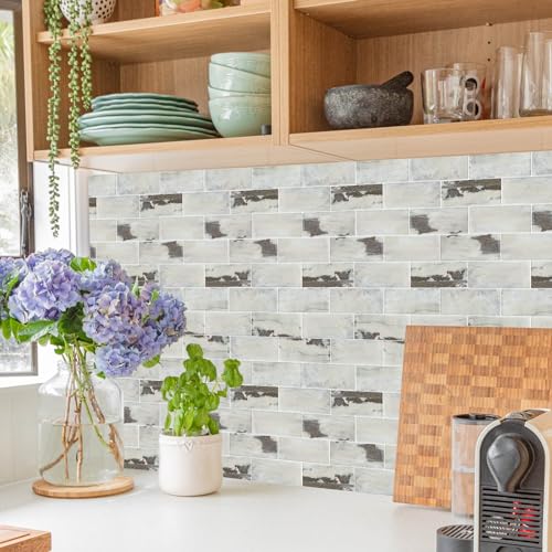 Teal Green Peel and Stick Backsplash Tile Subway Self Adhesive 3D Mosaics Waterproof Wall Panels (12x10") (1-Sheet) H748