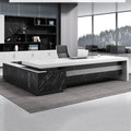 L-Shaped Desk with Charging Station File Drawer and Storage Shelve X461019