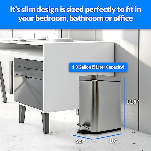 Stainless Steel 1.3 Gallon Step Pedal Trash Can with Lid I450224