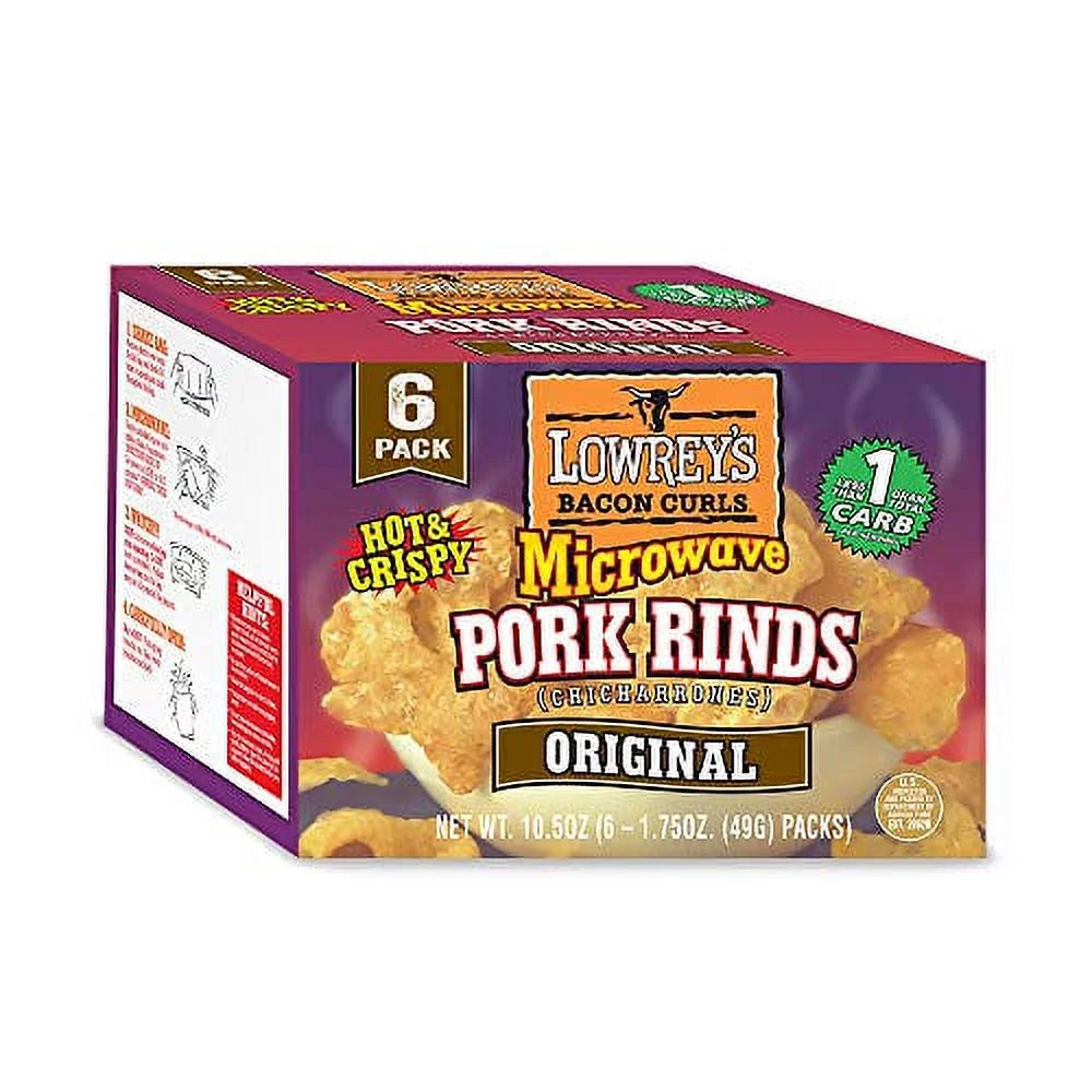 Bacon Curls Pork Rinds Original 1.75 Ounce Pack of 6 Q4789