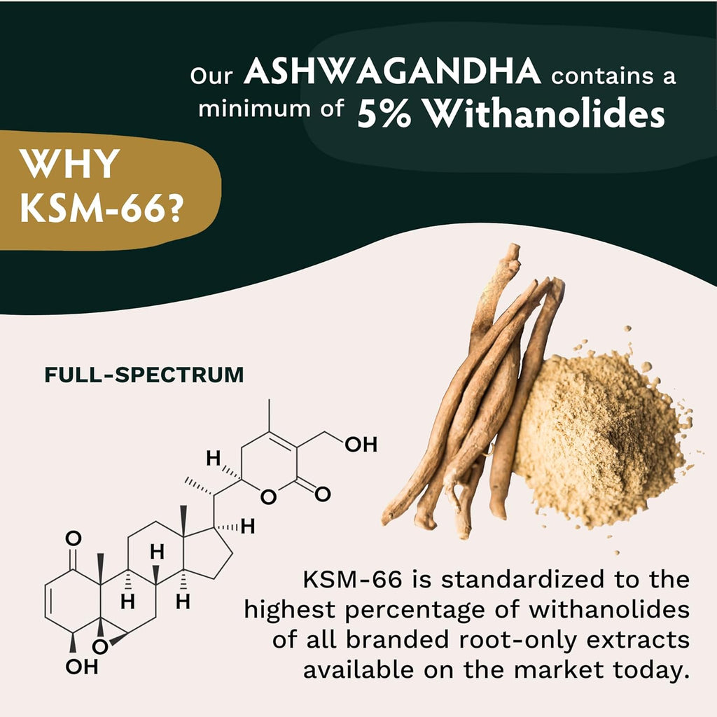 90 Capsules Organic Ashwagandha Root Powder Supplement C1318