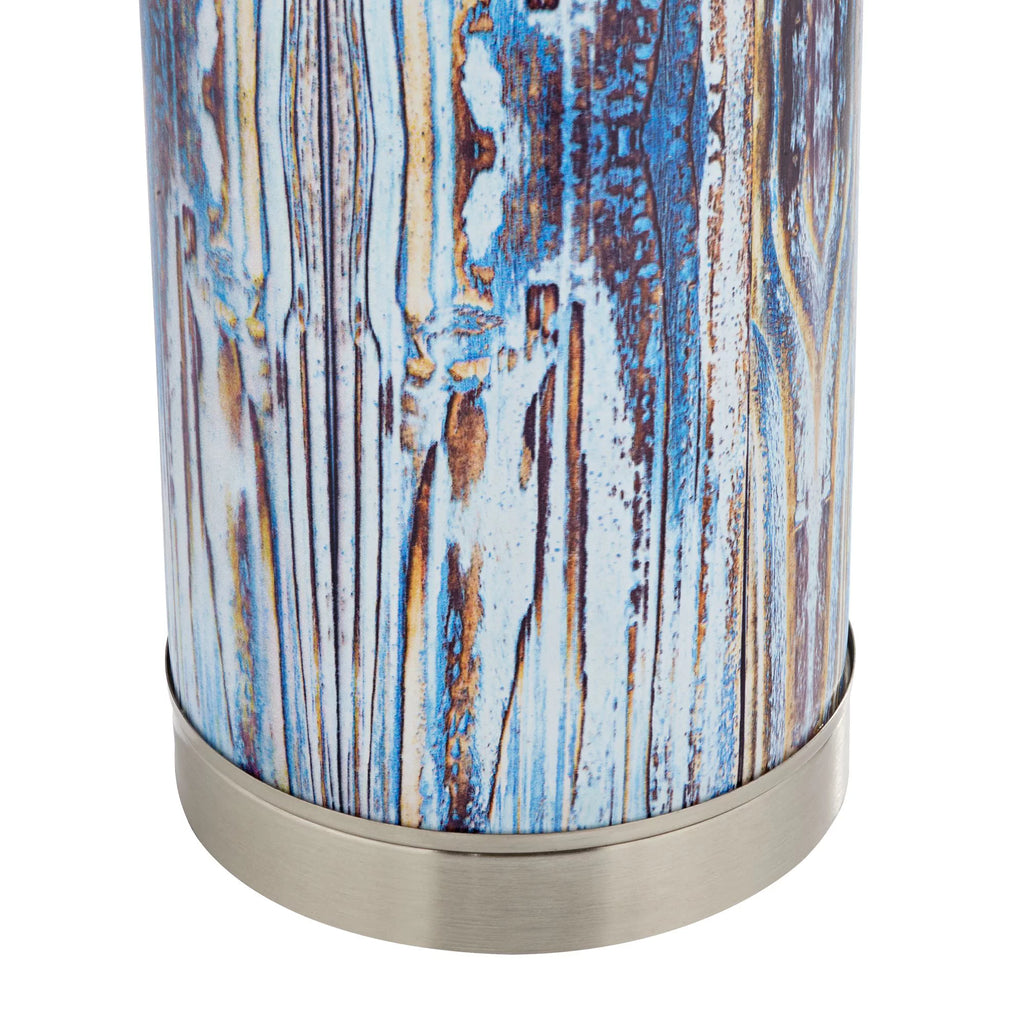 Brushed Nickel Blue Glass White Shade Table Lamp 26 1/2" High X100943