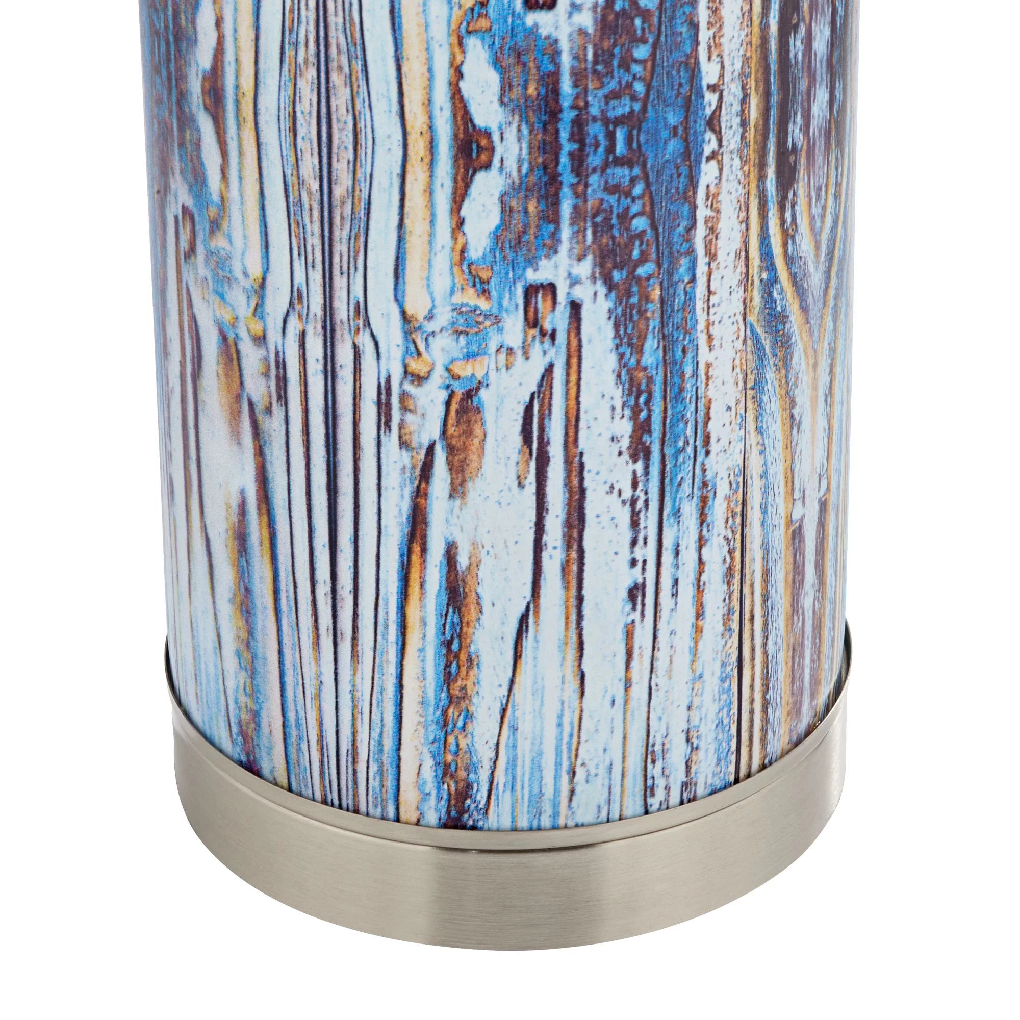 Brushed Nickel Blue Glass White Shade Table Lamp 26 1/2" High X100943