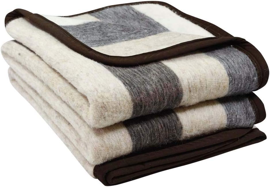 Beige/Brown/Gray Full/Queen Alpaca Sheep Wool Blanket T499