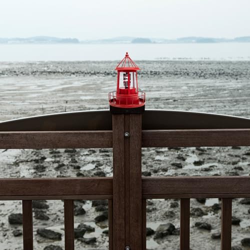 Red Solar Powered Rotating Lighthouse Lamp B9508