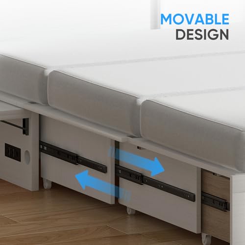 Queen Murphy Bed with 2 Storage Drawers and USB Charging Station I150