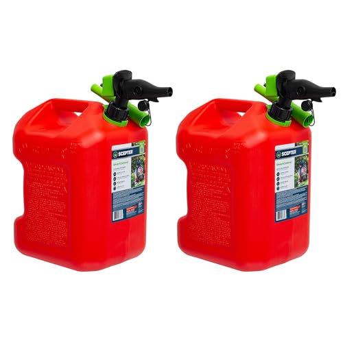 Red Plastic 5 Gal Gasoline Can with Controllable Flow Nozzle R144