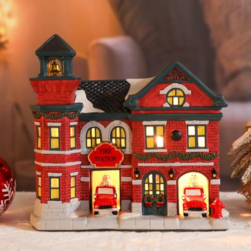 Christmas Ceramic Post Office Decoration with Lights G1105