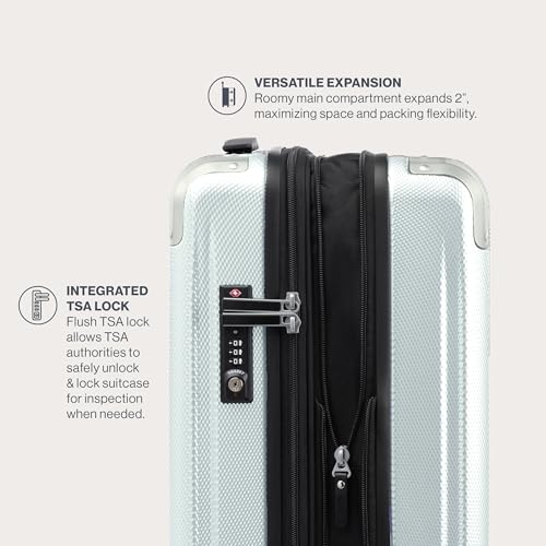 Black 21 Inch Hardside Expandable Luggage with 8 Spinner Wheels O618