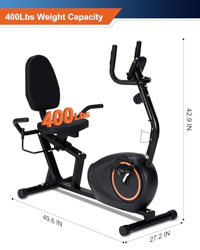 Recumbent Exercise Bike with 400LB Weight Capacity, Pulse Sensor, 16-level Resistance, LCD Monitor S2693