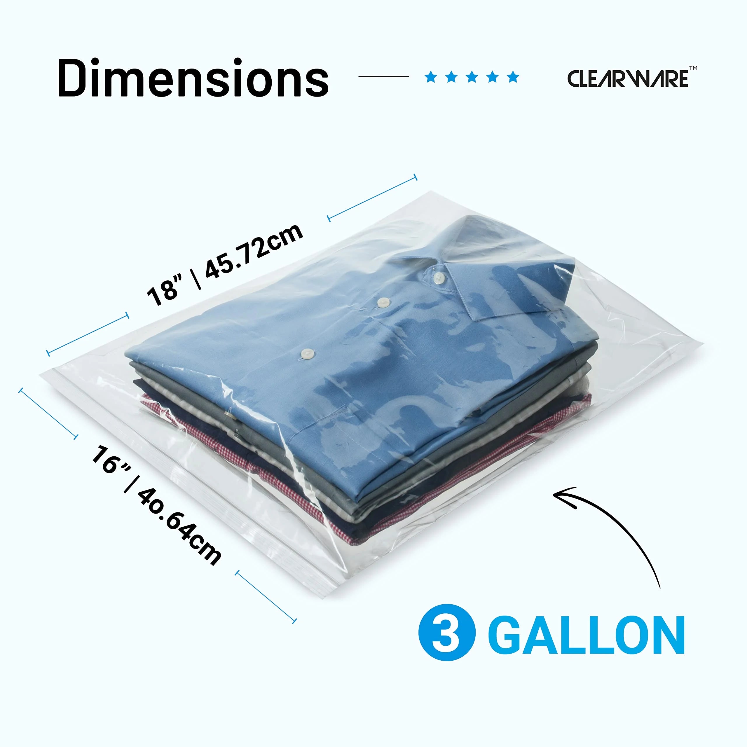 Extra Large 3 Gallon Storage Bags with Zipper, 16x18 Inch Thick Plastic, Reusable Freezer Bags I70112