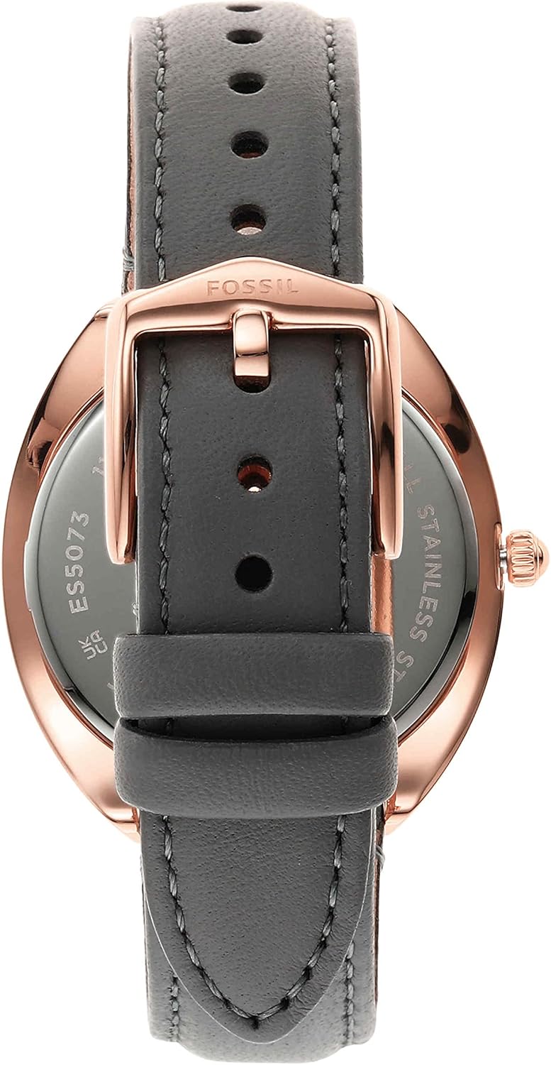 Rose Gold Grey Quartz Stainless Steel and Eco-Leather Three-Hand Watch L4093