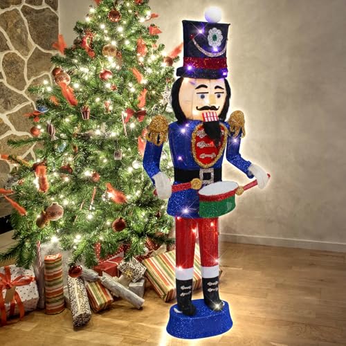 34" Lighted-up Blue Nutcracker Soldier Christmas Decoration C664