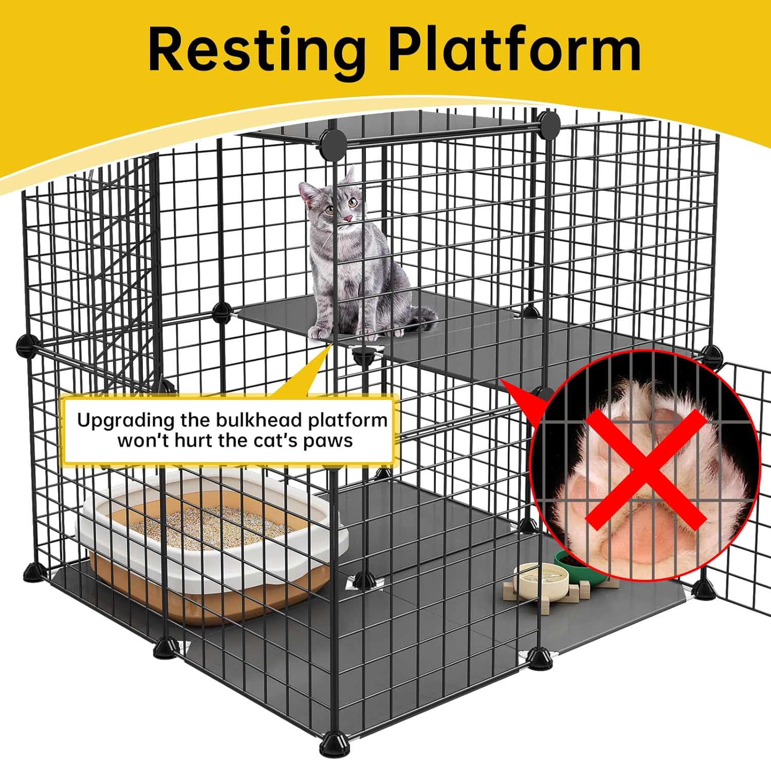 Black 3-Tier Metal Wire Cat Cage E788